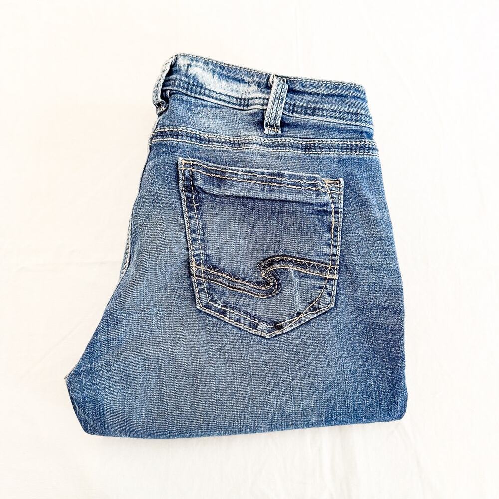 Silver Jeans Girlfriend Western Glove Works Embellished Denim Jeans Size 32 x 29